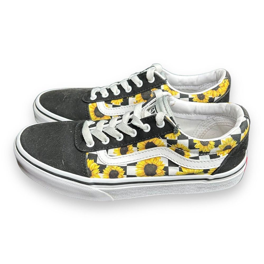 Vans Unisex Old Skool Customs Sunflowers Shoes 721454 Youth Size 4